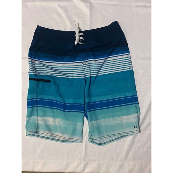 ONeill Hybrid Swim Trunks 30 Striped Beach Surf Board Shorts Side‎ Zip Pocket - Picture 1 of 5